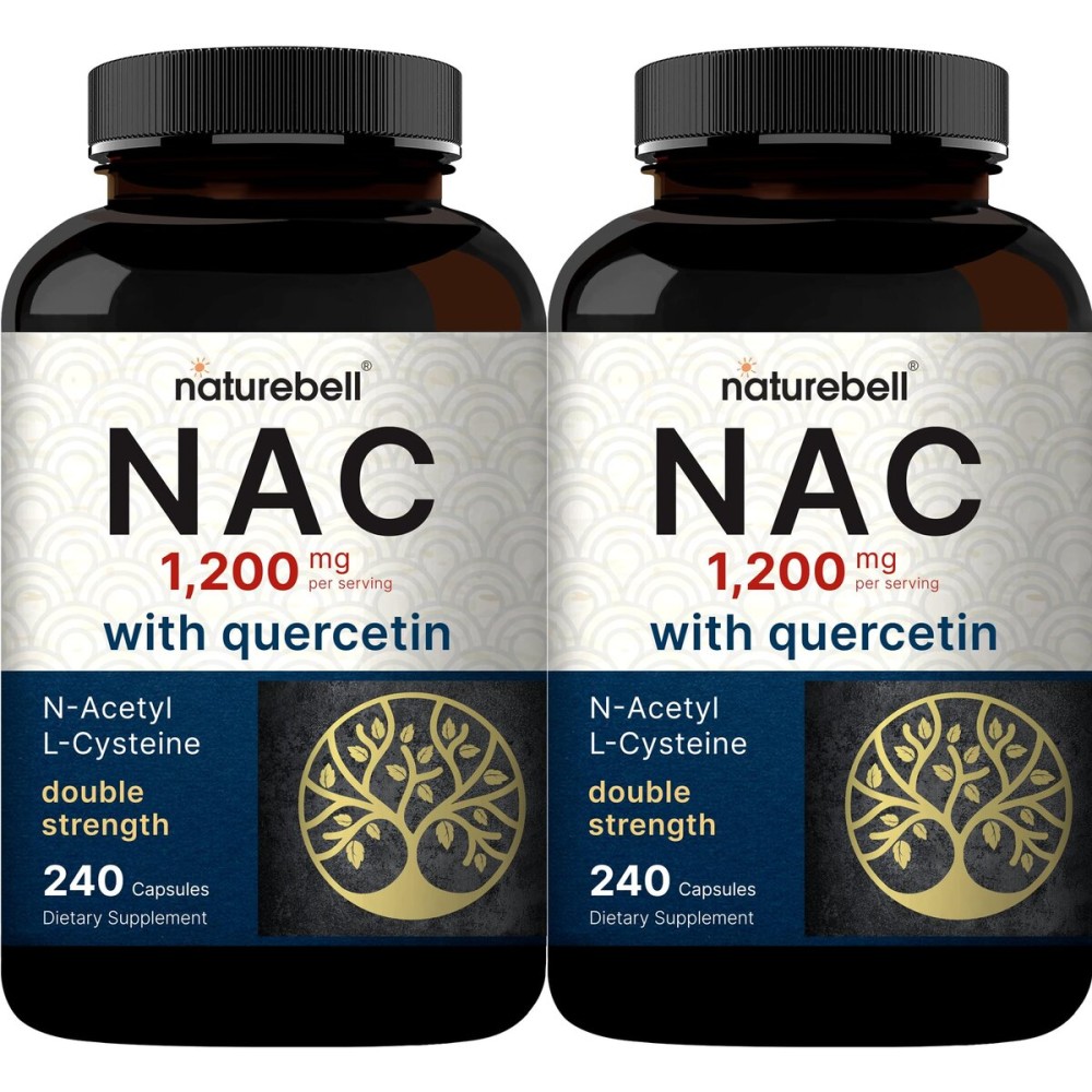 2 Pack NAC Supplement (N-Acetyl Cysteine) with Quercetin, 1,200mg Per Serving, 480 Capsules | Double Strength Antioxidant Support for Immune, Liver, & Lung Health - Non-GMO