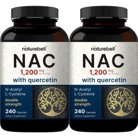 2 Pack NAC Supplement (N-Acetyl Cysteine) with Quercetin, 1,200mg Per Serving, 480 Capsules | Double Strength Antioxidant Support for Immune, Liver, & Lung Health - Non-GMO