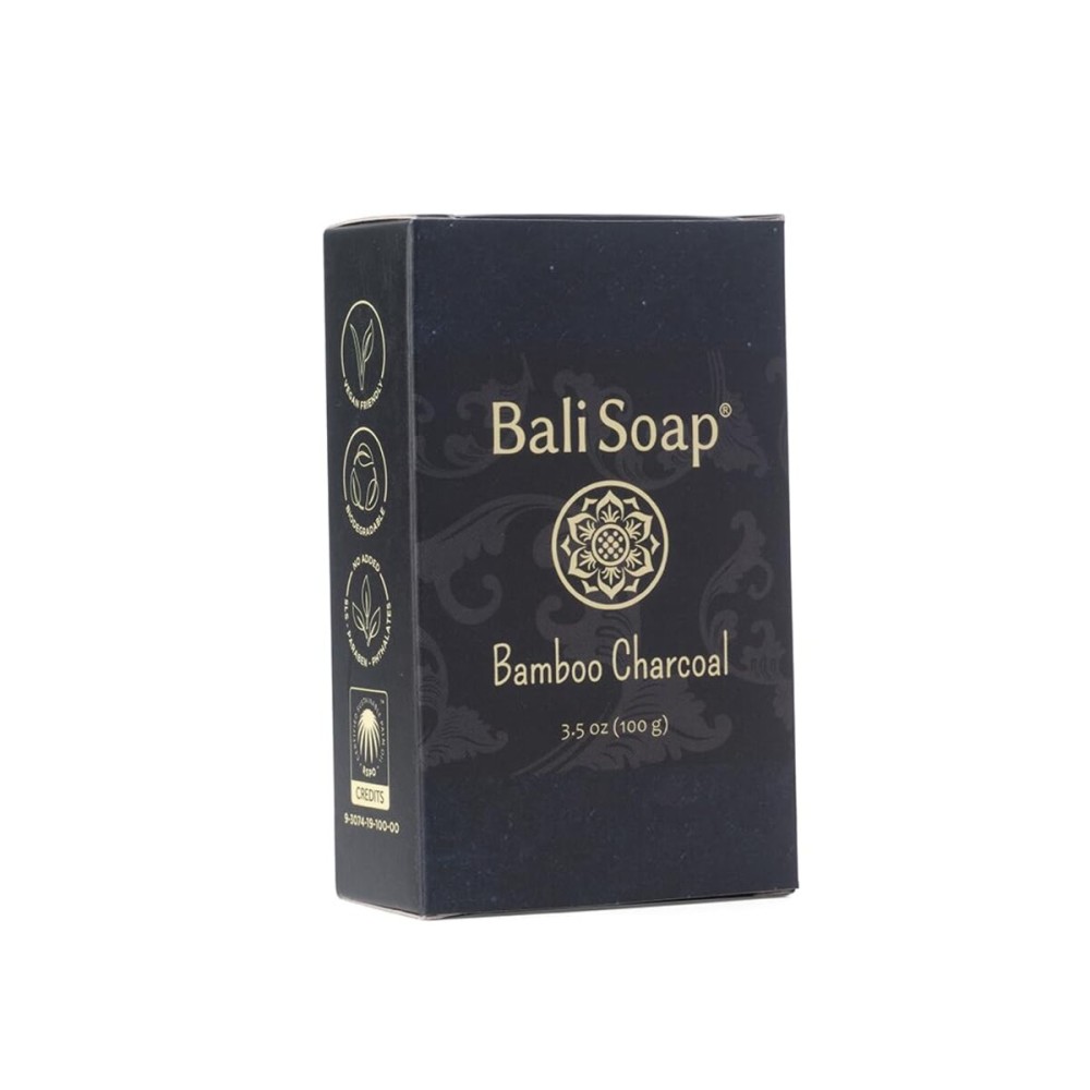 Bali Soap - Bamboo Charcoal Natural Soap Bar Soap for Men & Women - Vegan, Handmade, Exfoliating - 3 Pack, 3.5 Oz each