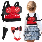 Lehoo Castle Toddler Leash for 1-5 Years, Baby Safety Harness for Girls with Anti-Lost Key Lock & Adjustable Strap, 3-in-1 Wrist Leash and Kids Backpack Harness for Walking Travel (Red Minnie Mouse)