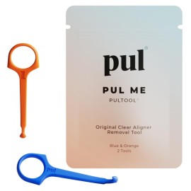 PUL Pack of 2 Reusable Clear Aligner Removal Tool - Compatible with Invisalign, Removable Braces, Retainers & Trays - Easy-to-Use Device Remover, Dental & Oral Hygiene Care Product - Blue, Orange