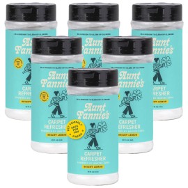 Aunt Fannie\'s Carpet Refresher & Deodorizer Powder, Multi-Purpose Rug, Carpet, and Upholstery Odor Eliminator for Homes with Cats and Dogs, Bright Lemon Scent, 16 Oz (Pack of 6)