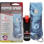 FIGHTSENSE Self Defense Pepper Spray - 1/2 oz Compact Size Maximum Strength Police Grade Formula Best Self Defense Tool for Women W/Leather Pouch Keychain (Zombie)