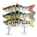 Lifelike Fishing Lures for Freshwater and Saltwater Angling - Realistic Trout and Bass Lures with Segmented Bodies, Rustproof Dual Treble Hooks and Integrated Gravity Ball for Diving (3 Pk)