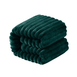 NTBAY Flannel Fuzzy Toddler Blanket, Fluffy Warm and Lightweight Reversible Stripes Design Baby Plush Blanket, 30x40 Inches, Dark Green
