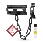Jack N\'Drill 2 Pack Door Chain Lock, Exclusive Chain Door Lock with Extended Chain Length, 100% Child Proof Safety, Heavy Duty Chain Locks for Inside Door and Extra Front Door Lock (Black)