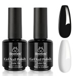 Beetles White Gel Nail Polish Black Gel Polish Kit 2 Pcs 15ml Black And White Polish French Nails Soak Off Led Nails Art Manicure Salon Diy at Home