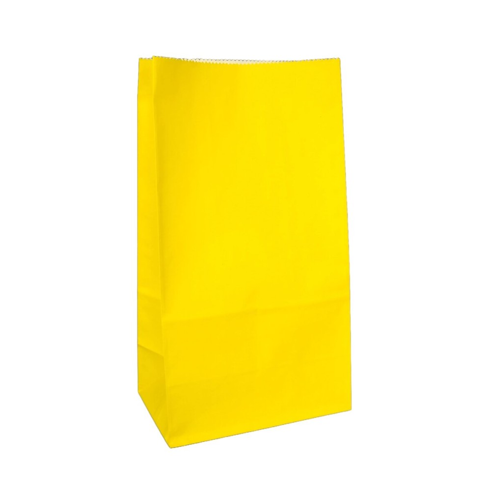 Partay Shenanigans Party Favor Bags - 50 Pack Kraft Paper Goodie Gift Lunch Treat Bags - Party Supplies for Theme Kids Birthday - 5x3x9 (Yellow)