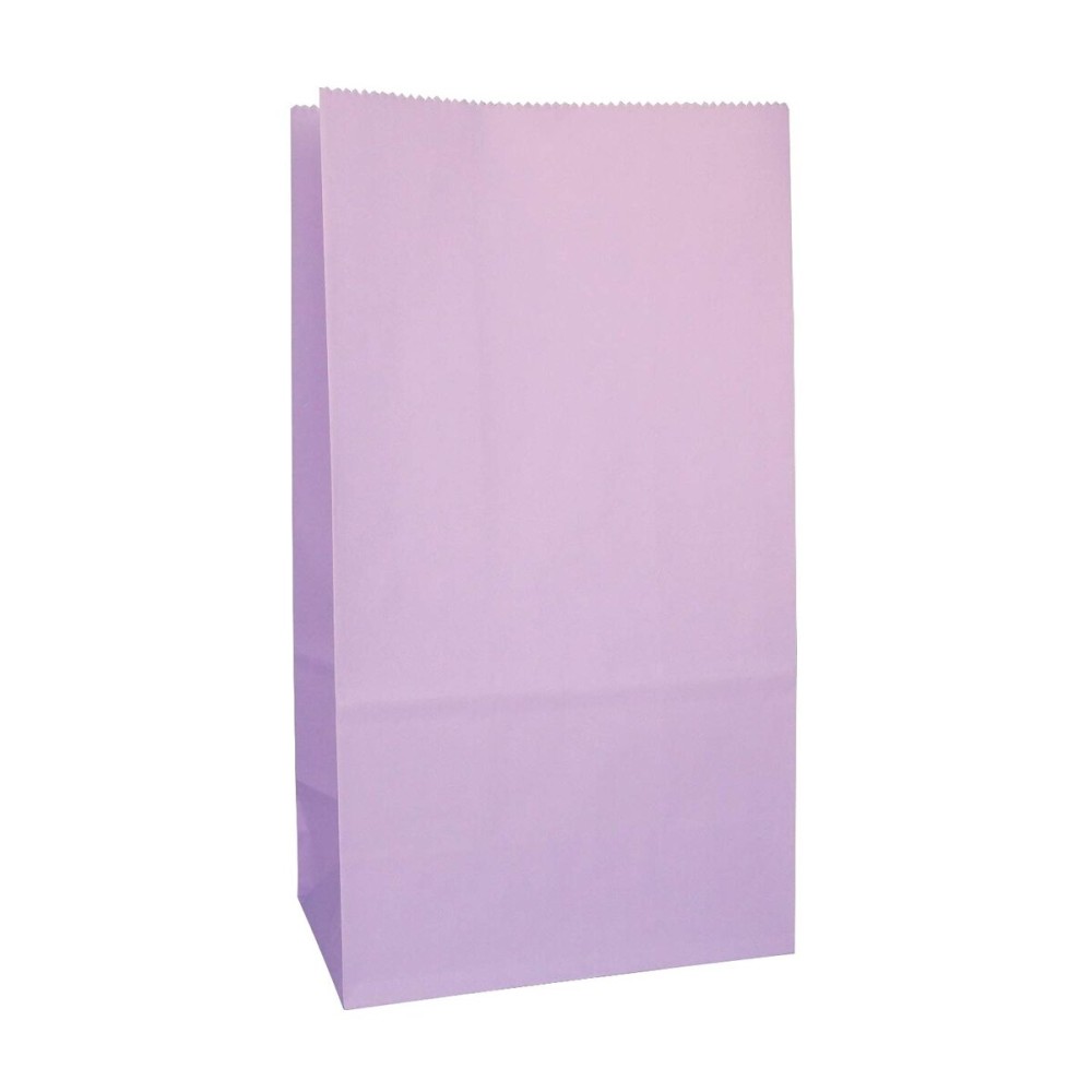 Partay Shenanigans Party Favor Bags - 50 Pack Kraft Paper Goodie Gift Lunch Treat Bags - Party Supplies for Theme Kids Birthday - 5x3x9 (Lavender Purple)