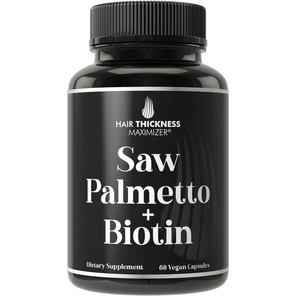 Saw Palmetto + Biotin Advanced 2-in-1 Combo for Hair Growth. Vegan Capsules Supplement with Natural Saw Palmetto Extract + 10000mcg Biotin. Hair Loss and Regrowth Pills for Men and Women. DHT Blocker
