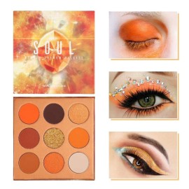 docolor Eyeshadow Palette 9Colors Orange Eyeshadow Gemstone Shadow Palettes Highly Pigmented Mattes Shimmers Smokey Glitter Cream Colorful Powder Blendable Long Lasting Waterproof Makeup Palette
