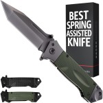 Spring Assisted Heavy Duty Pocket Knife for Men - 3.5 Tanto Sharp Blade - Folding Tactical Self Defense Japanese Knives with Portable Clip - for Hunting Camping Military Survival Work EDC 6688