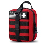 TANSOLE TAN SOLE Molle Pouch ifak First aid kit Bag Empty Trauma Medical Tear away Pouches for Belt Backpack Vest Car Molly Med Pouch 600D nylon Small Tactical pouch (RED)