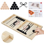 moopok Fast Sling Puck Game - Fast Action Super Foosball Table Desktop Battle Slingshot Wooden Air Hockey Board Game -Guaranteed Fun for Family Game Night or Friends Party