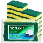 AIDEA Sponges Heavy Duty-12Count, Sponges Kitchen, Sponge for Dishes, Scrubbing Power for Tough Messes, Cleaning Sponge for Everyday Jobs for Dishes, Pots, Pans