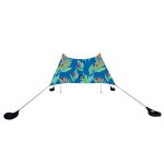 Neso Portable Beach Tent Sun Shelter with Sand Anchor - Lightweight Beach Shade Canopy - Easy Setup for Family Outings - Patented Reinforced Corners - UPF 50+ - 7 x 7ft - Tropical Floral