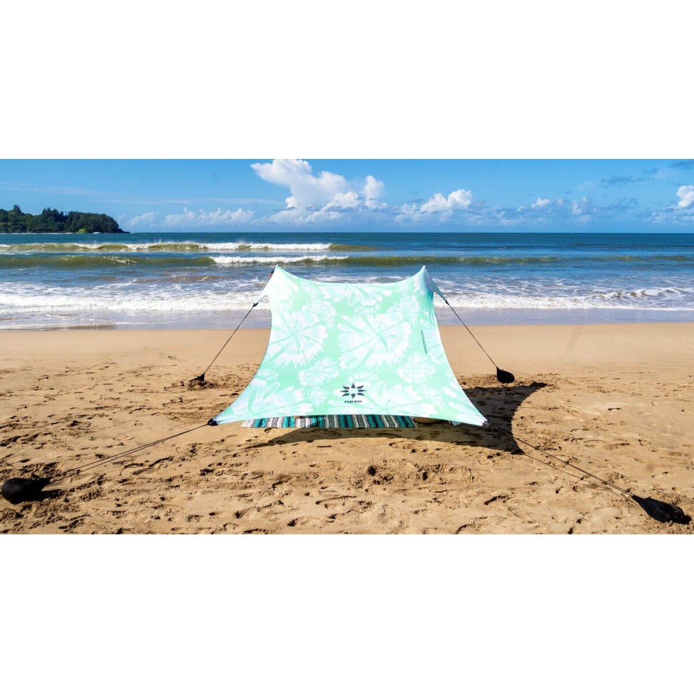 Neso Portable Beach Tent Sun Shelter with Sand Anchor - Lightweight Beach Shade Canopy - Easy Setup for Family Outings - Patented Reinforced Corners - UPF 50+ Sun Protection - 7 x 7ft - Mint Tie Dye