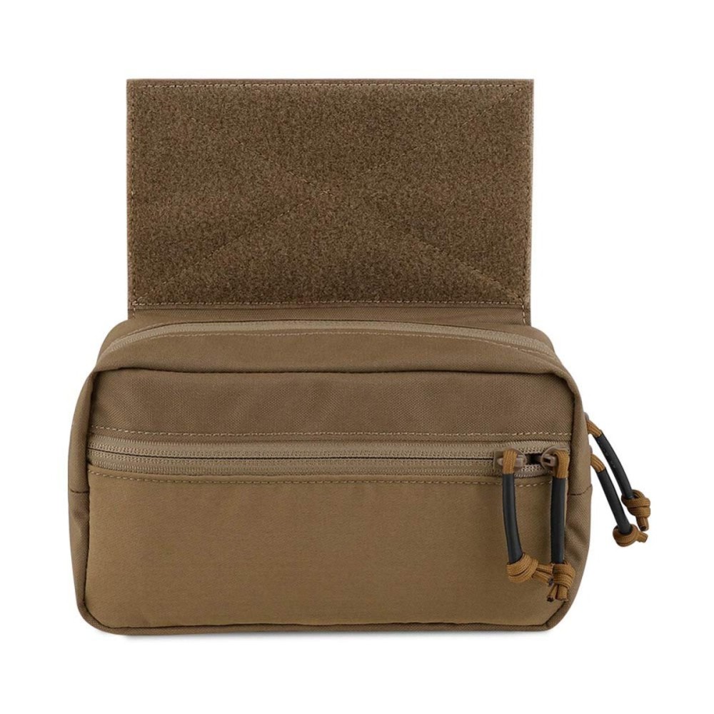 KRYDEX Tactical Drop Pouch Sub Abdominal Carrying Kit Bag Tactical Fanny Pack with Hook and Loop Panel for Tactical Vest Chest Rig (Coyote Brown)