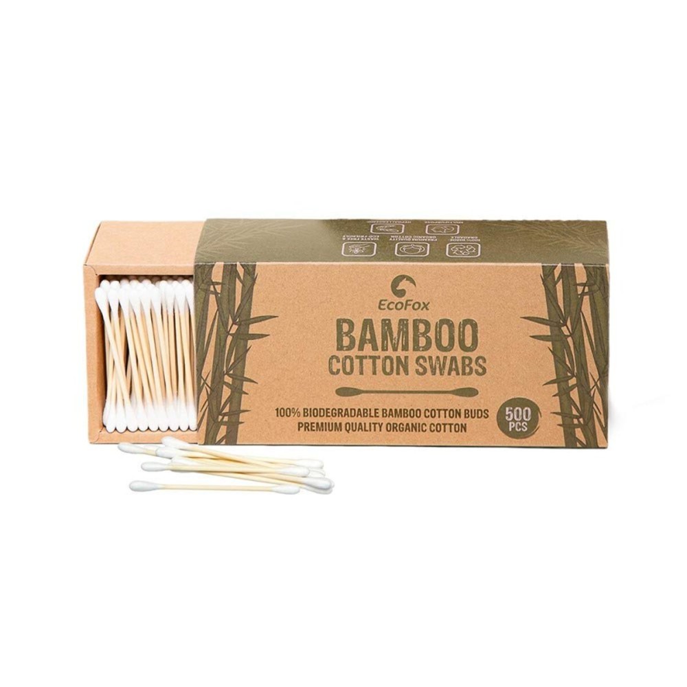 Bamboo Cotton Swabs 500 Count | Compostable & Pure Cotton Buds | Double Tipped Sticks | Made with Plant-Sourced Materials | Perfect for Makeup & Nail Applications, Arts & Crafts, Removing Dust & Dirt