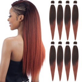 Pre-stretched Braids Hair 26 Inch 8 Packs Professional Itch Free Hot Water Setting Synthetic Fiber Ombre Yaki Texture Braid Hair Extensions 1B-350