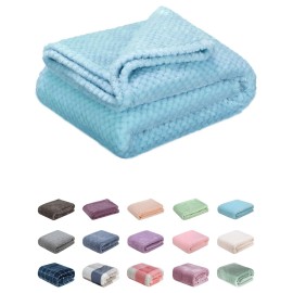 Fuzzy Throw Blanket, Plush Fleece Blankets for Adults, Toddler, Boys and Girls, Warm Soft Blankets and Throws for Bed, Couch, Sofa, Travel and Outdoor, Camping (4060, Ice Blue)