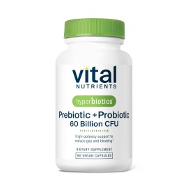 Hyperbiotics Vital Nutrients Prebiotic and Probiotic for Women and Men | 60 Billion CFU | Pre and Probiotics Supports Digestive Health, Constipation, Diarrhea, Gas & Bloating | 60 Vegan Capsules