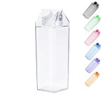 Jinberry 500ml/17Oz Cute Clear Milk Carton Water Bottle Portable Drinkware for Outdoor Climbing Tour or Camping