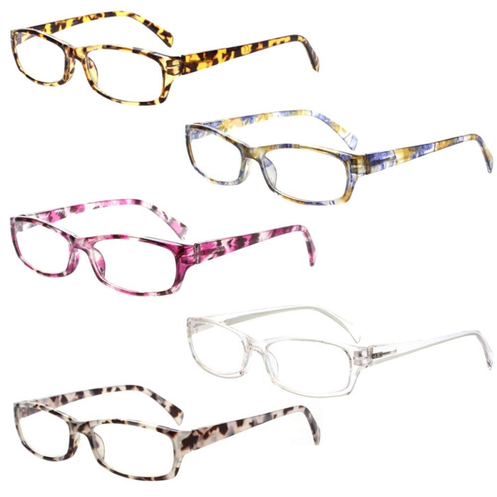 Henotin 5-Pack Reading Glasses Blue Light Blocking Anti Eyestrain Computer Reading Glasses for Women and Men Readers (Mix Color, 1.00)