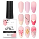 Makartt Matte Gel Top Coat, Soak Off No Wipe Long-Lasting Matte Finish Top Coat for Nail Art, Protective Seal with Smooth Velvet Texture for DIY and Salon Manicure, 10ml