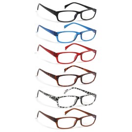 Henotin 6-Pack Reading Glasses Blue Light Blocking Anti Eyestrain Computer Reading Glasses for Women and Men Readers (Transparent White, 1.75, Diopters)