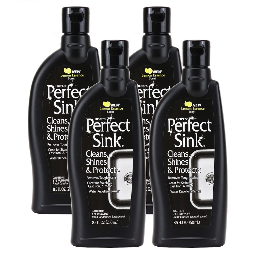 HOPE\'S Perfect Sink Cleaner and Polish, Restorative, Water-Repellant, Removes Stains, Ideal for Brushed Stainless Steel, Cast Iron, Porcelain, Corian, Composite, Acrylic, 8.5 oz 4 Pack