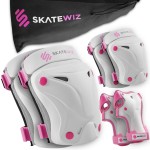 SKATEWIZ Knee Pads for Kids - Knee and Elbow Pads Set - PROTECT-1 - Size S Pink White - Wrist Guards Skating Protective Gear, Skateboard, Roller Skate, Ice Skates For Kids