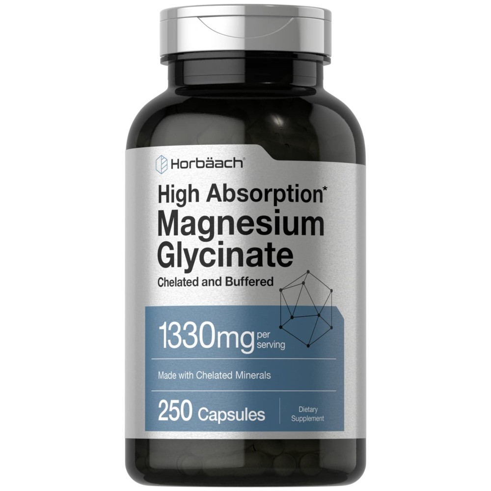 Horbach Buffered Magnesium Glycinate | 1330mg | 250 Capsules | with Chelated Minerals | Non-GMO, Gluten Free