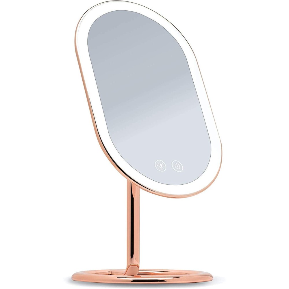 Fancii LED Lighted Vanity Makeup Mirror, Rechargeable - Cordless Illuminated Cosmetic Mirror with 3 Dimmable Light Settings, Dual Magnification - Vera (Rose Gold)
