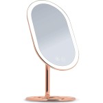Fancii LED Lighted Vanity Makeup Mirror, Rechargeable - Cordless Illuminated Cosmetic Mirror with 3 Dimmable Light Settings, Dual Magnification - Vera (Rose Gold)