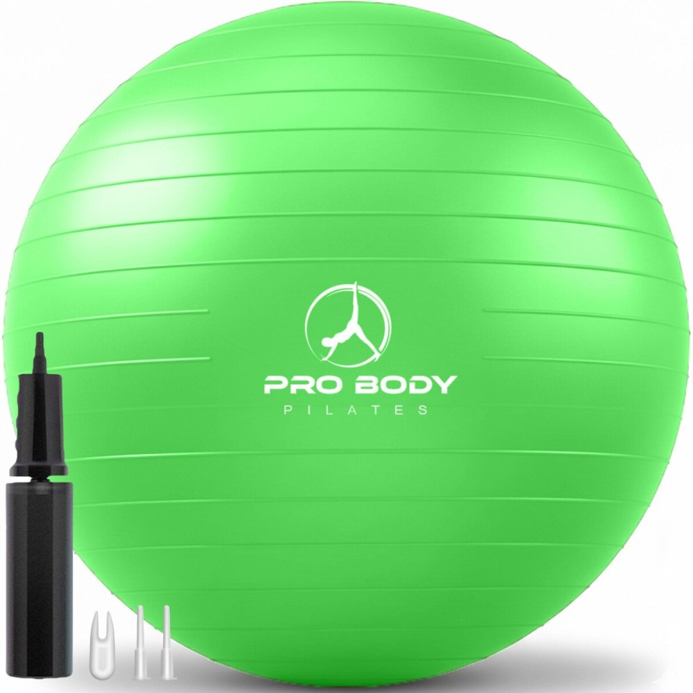 ProBody Pilates Exercise Ball - Multiple Sizes Gym Grade Balance Ball for Fitness, Workout, Pregnancy & Physical Therapy, Stability Yoga Ball Chair (Green, 55 cm)