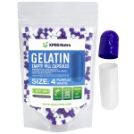 XPRS Nutra Size 4 Empty Capsules - 500 Count Small Empty Gelatin Capsules - Pills DIY Capsule Filling - Fillable Pure Bovine Pill Gel Caps for Do-It-Yourself Supplements (Purple/White)