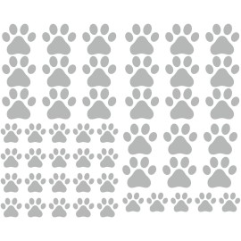 49 Pieces/Set Dog Paws Wall Decals Vinyl Pawprints Sticker Animal Footprint Wall Art Decoration for Kids Boy Girl Baby Nursery Bedroom Living Room Animal Tracks Decor YMX21 (Grey)