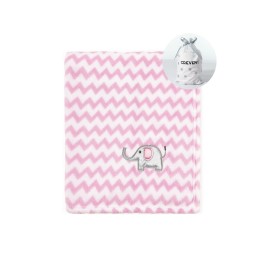 CREVENT 30X40 Cute Silky Plush Baby Blanket for Girls Infants Toddlers Newborns Crib Cot Stroller, Giftable Suitable for Summer Spring - Pink Elephant