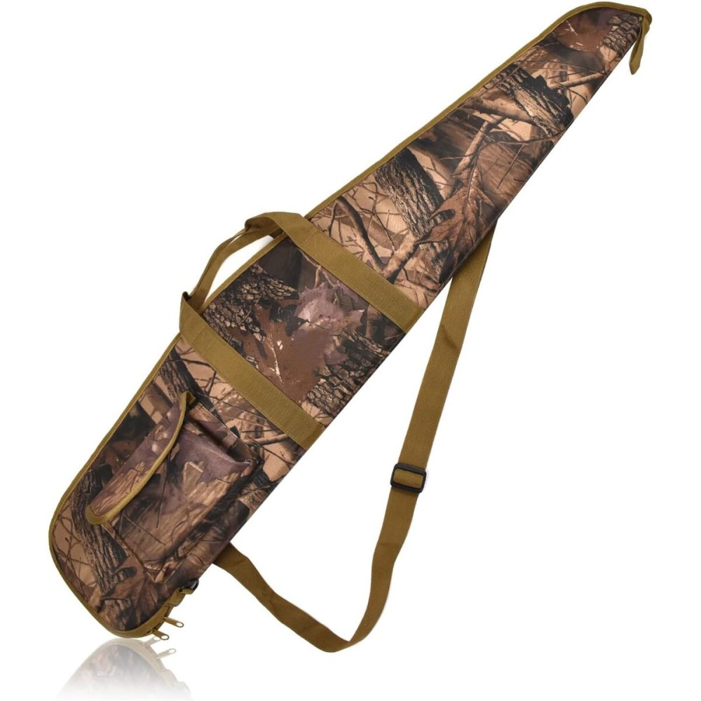 AUMTISC Soft Rifle Case, Shotgun Carrying Bag, Gun Cases for Scoped Rifles with Adjustable Shoulder Sling and Pocket, Tan 44