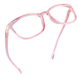 LifeArt Blue Light Blocking Glasses, Anti Eyestrain, Computer Reading Glasses, Gaming Glasses, TV Glasses for Women, Anti Glare (Clear Pink, 3.25 Magnification)