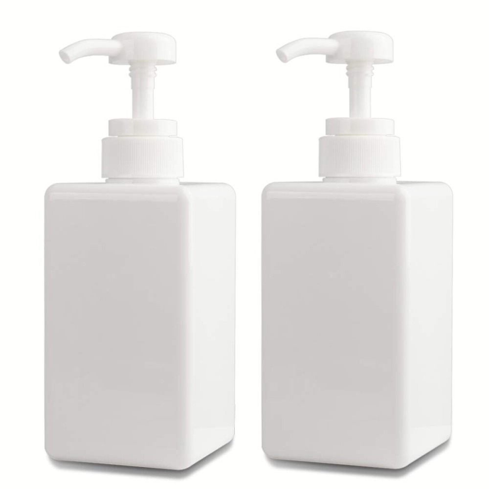 Pump Bottle, Refillable Plastic Empty Lotion Soap Dispenser Liquid Container for Bathroom Shampoo and Body Wash, 15oz/450ml White 2 Pack