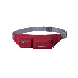 WATERFLY Fanny Pack Slim Soft Polyester Water Resistant Waist Bag Pack for Man Women Carrying iPhone 8 Samsung S6 (Wine red)