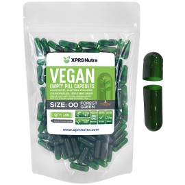 XPRS Nutra Size 00 Empty Capsules - 100 Count Empty Vegan Capsules - Vegetarian Empty Pills - DIY Vegetable Capsule Filling- Veggie Pill Caps (Forest Green)