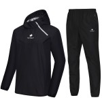 HOTSUIT Sauna Suit for Men Sweat Sauna Jacket Pant Gym Workout Sweat Suits, Black, S