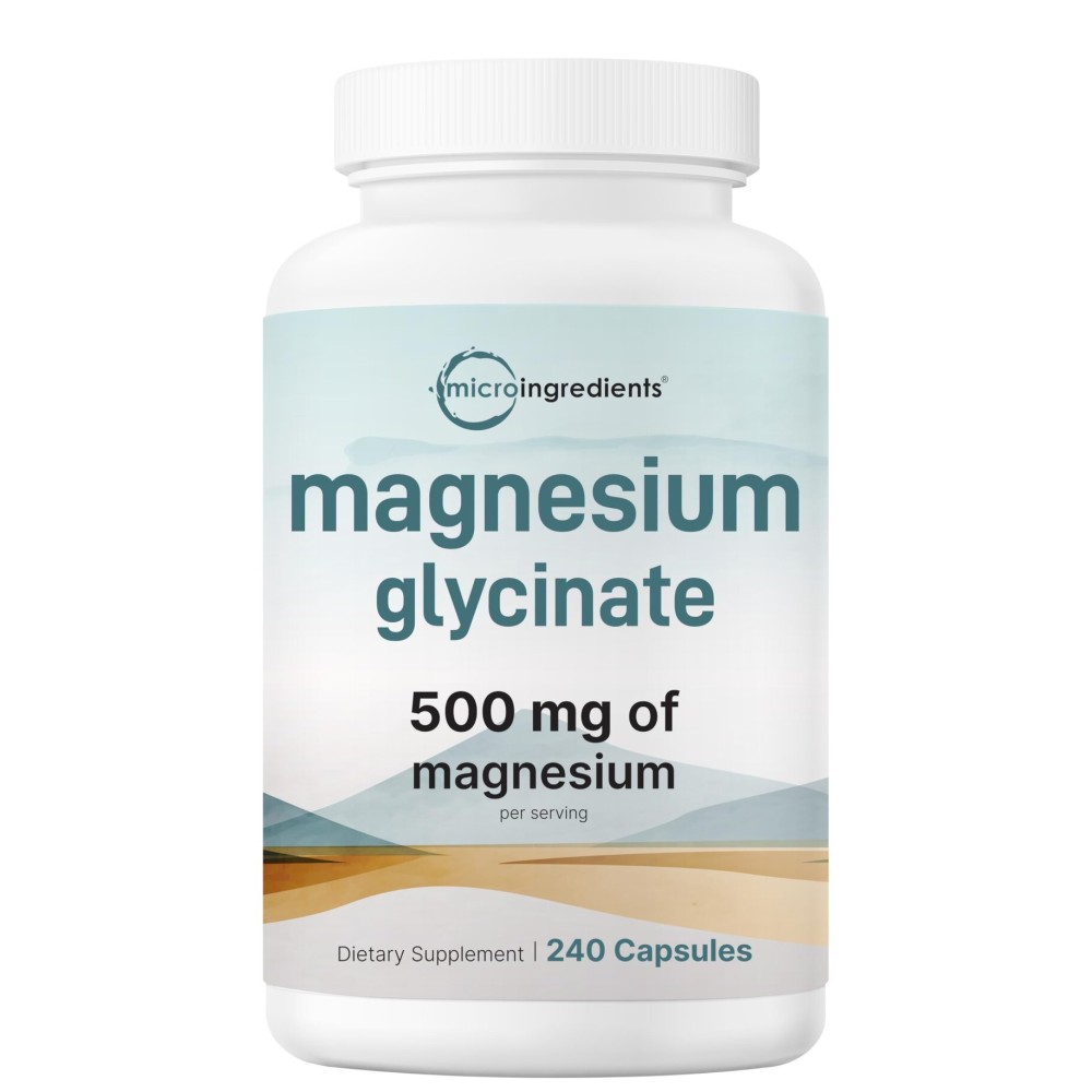 Magnesium Glycinate 500mg Per Serving, 240 Capsules | Potent Elemental Form, 100% Chelated, High Absorption | Healthy Muscle, Bones, & Mood Support Supplement | Non-GMO