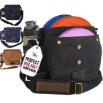 Disc Living Disc Golf Bag | Frisbee Golf Bag | Easy to Carry | Lightweight Fits Up to 10 Discs | 16 oz Waxed Canvas Leather Design | Belt Loop | Double Button Design | Bottle Holder (Black)