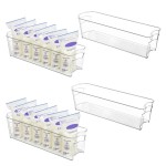 Vtopmart Breastmilk Storage Container 4PCS Set, Clear Freezer and Fridge Organizer Bins, Plastic Storage Bins for Breast Milk, Baby Pouches, Formula, Bottles and Yogurts, 4.3 Width, 14.7 Long