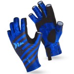 KastKing Sol Armis Sun Gloves UPF50+ Fishing Gloves UV Protection, Sun Protection for Outdoor, Kayaking, Rowing (Blue Patriot, Small/Medium)