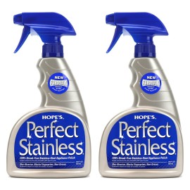 HOPE\'S Perfect Stainless Steel Cleaner 22-Ounce, Streak-Free Self- Polishing Formula, Blocks Fingerprints, Pack of 2, 44 Fl Oz